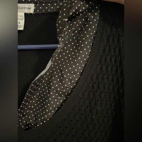 Croft & Barrow Black Knit Sweater with Polka Dot Undershirt - Picture 6 of 8